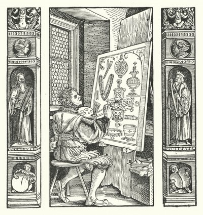 Mücevher ressamı (gravür) by Hans (after) Burgkmair