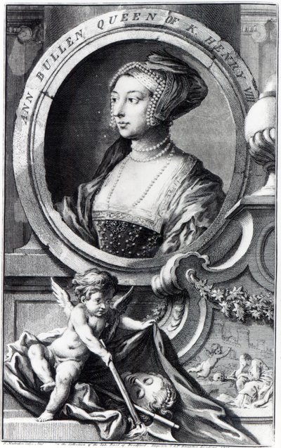 Anne Boleyn, Jacobus Houbraken tarafından gravürlenmiş by Hans (after) Holbein the Younger