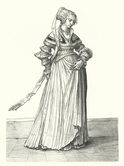 Baselli bir kadın kostümü (gravür) by Hans (after) Holbein the Younger