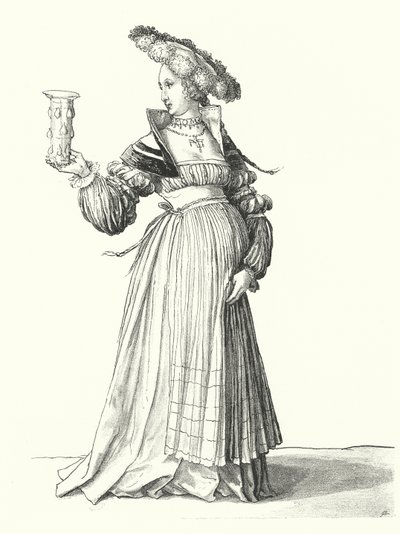 Baselli bir kadın kostümü (gravür) by Hans (after) Holbein the Younger
