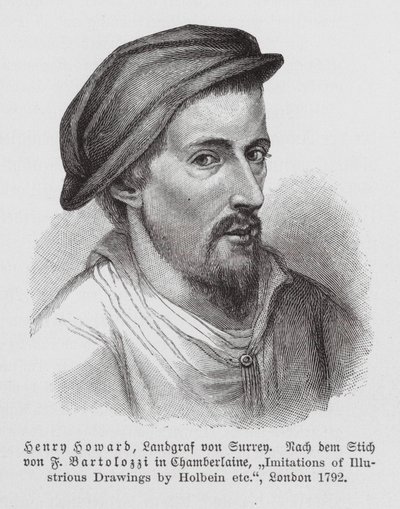 Henry Howard, Surrey Kontu, İngiliz şair (gravür) by Hans (after) Holbein the Younger
