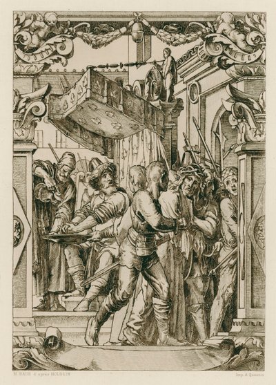 İsa Mesih, Pilatus ellerini yıkıyor (gravür) by Hans (after) Holbein the Younger