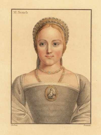 Mary Zouch, Jane Seymour'u bekleyen bayan., 1812 (gravür) by Hans (after) Holbein the Younger