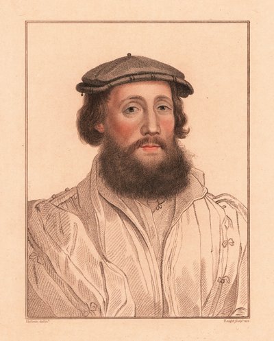 Bilinmeyen bir adamın portresi, Kral Henry VIII mahkemesi, c. 1532., 1812 (gravür) by Hans (after) Holbein the Younger