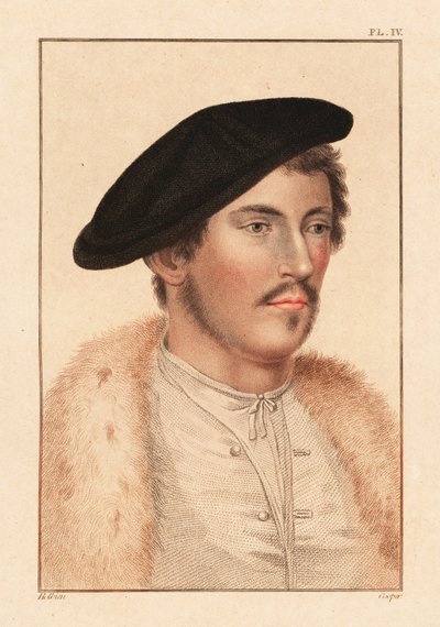 Bilinmeyen bir adamın portresi, Kral Henry VIII'in mahkemesi, c. 1532., 1812 (gravür) by Hans (after) Holbein the Younger