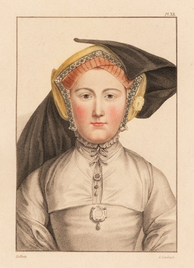 Kral VIII. Henry'nin sarayından bilinmeyen kadının portresi, 1812 (gravür) by Hans (after) Holbein the Younger