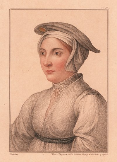 Kral VIII. Henry'nin sarayından bilinmeyen kadının portresi, 1812 (gravür) by Hans (after) Holbein the Younger