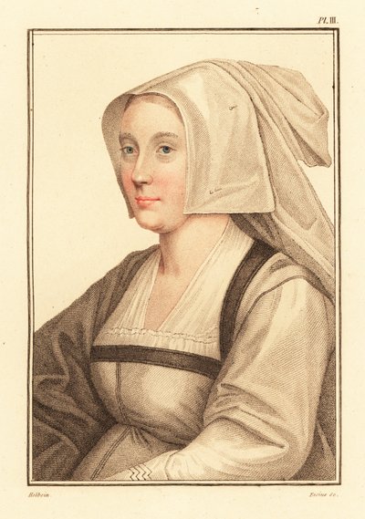 Kral VIII. Henry'nin sarayından bilinmeyen kadının portresi, 1812 (gravür) by Hans (after) Holbein the Younger