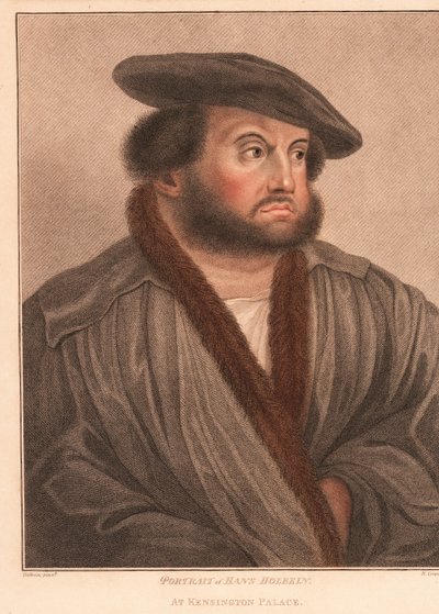 Sanatçı Hans Holbein'in Kensington Sarayı'ndaki otoportresi. ,1812 (gravür) by Hans (after) Holbein the Younger