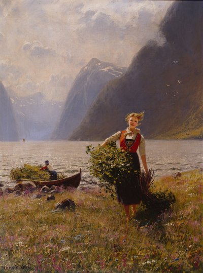 Dairymaid and Demet Yaprak (tuval üzerine yağlı boya) by Hans Andreas Dahl
