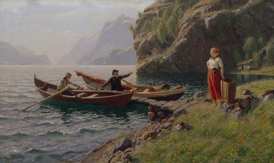Fiyortlarda Gündelik Hayat (tuval üzerine yağlı boya) by Hans Andreas Dahl