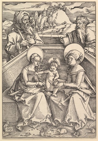 Aziz Anna ve Aziz Joachim ile Kutsal Aile. by Hans Baldung