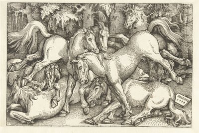 Yedi dövüş atı grubu by Hans Baldung Grien