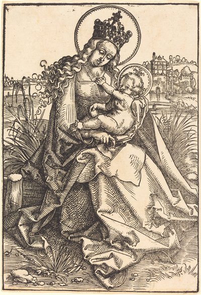 Madonna ve Çocuk Çimenli Bankada by Hans Baldung Grien