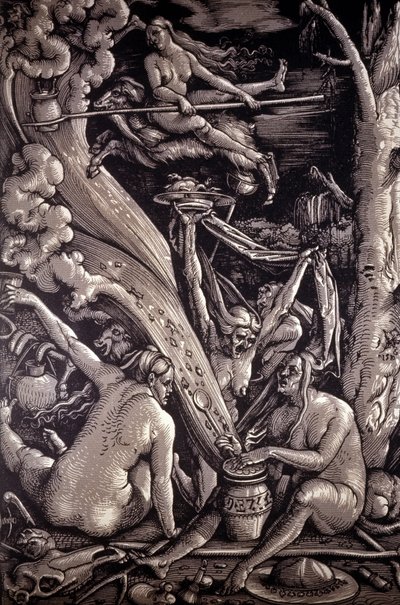 Cadıların Şabat Günü, gravür Hans Baldung Green, Alman ressam, oymacı ve karikatürist (1484-1545). by Hans Baldung Grien