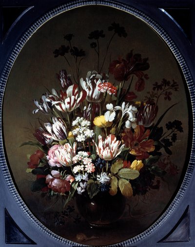 Çiçek vazosu. Hans Bollongier (v.1600-ap. 1644), Ec. Bekle. Tuval üzerine yağlıboya. Karartma: 0,83 X 0,68m. Chalon-Sur-Saone, Musee Denon by Hans Bollongier