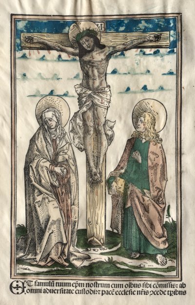 Meryem ve Yuhanna arasındaki Çarmıhta İsa, 1502. by Hans Burgkmair