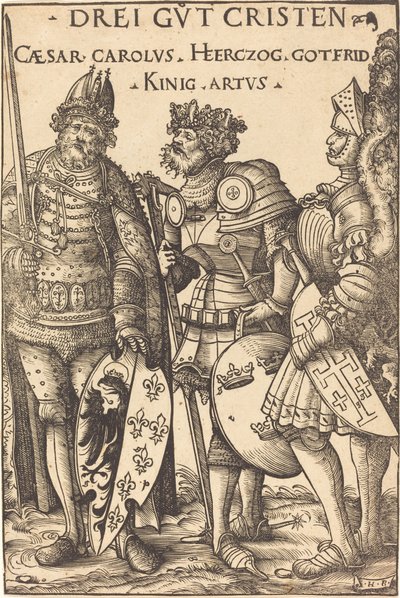 Charlemagne, Arthur ve Godfrey by Hans Burgkmair I
