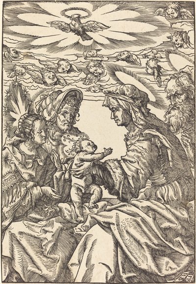 Aziz Anne ve Aziz Joachim ile Kutsal Aile by Hans Burgkmair I