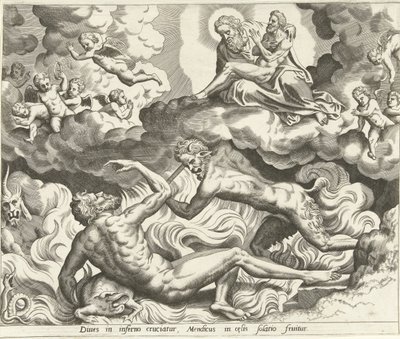 Cennette Lazarus ve Cehennemde Zengin Adam Lazarus ve Zengin Adamın Tarihi (dizi başlığı) by Hans Collaert (I) (possibly)