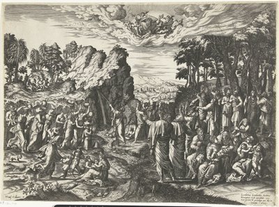 Musa kayadan su çıkarır by Hans Collaert (I)
