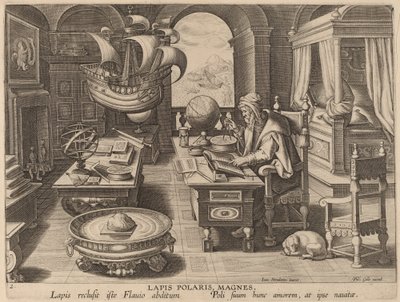 Lapis Polaris, Magnes (Lodestone, Magnet) by Hans Collaert the Younger after Jan van der Straet