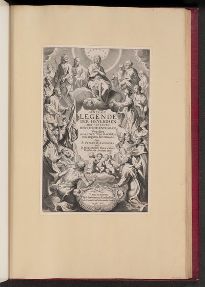 Pedro de Ribadineira ve Heribert Rosweyde, Generale Legende der Heylighen için Başlık Sayfası by Hans Collaert the Younger after Sir Peter Paul Rubens