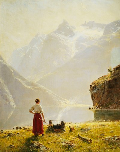 Norveç Fiyordunda Bir Yaz Günü by Hans Dahl