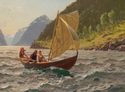 Norveç fiyort manzarasında yelken gezisi by Hans Dahl