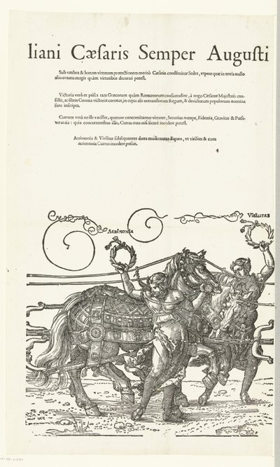 Triomfwagen van keizer Maximiliaan I Kopieën naar Dürers Triomfwagen voor keizer Maximiliaan I (seri başlığı) Triumphalis hic Currus Ad Honorem Invictiss. Ve En Şanlı Prens D. Maximilianus Caesaris Semper Augustus, Ve Albertus aracılığıyla by Hans Guldenmund