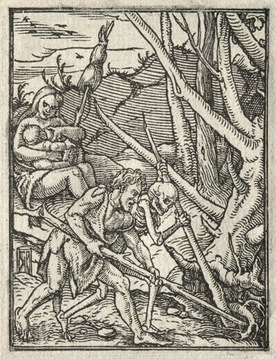 Ölümün Dansı: Cennetten Kovulma; Adam Toprağı İşliyor by Hans Holbein