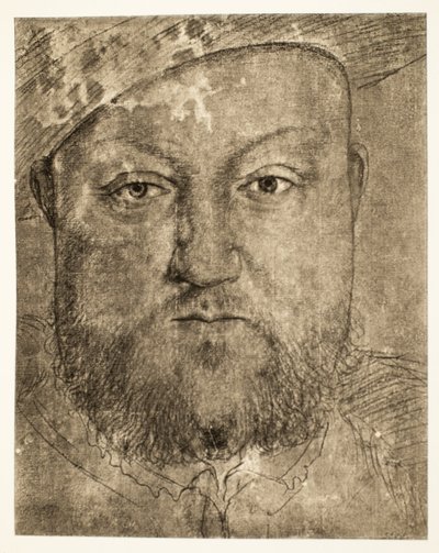 Henry VIII tebeşir çizimi, c.1540, pub. 1902 (kollotip) by Hans Holbein der Jüngere
