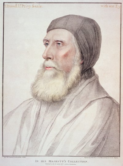 Francesco Bartolozzi (1727-1815) tarafından oyulmuş John Russell 1. Bedford Kontu (1485-1555) portresi by Hans Holbein der Jüngere