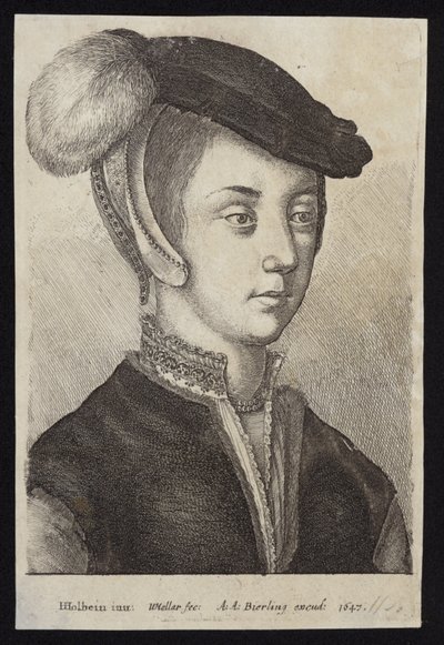 Tüylü bir kap ile genç kadın by Hans Holbein der Jüngere