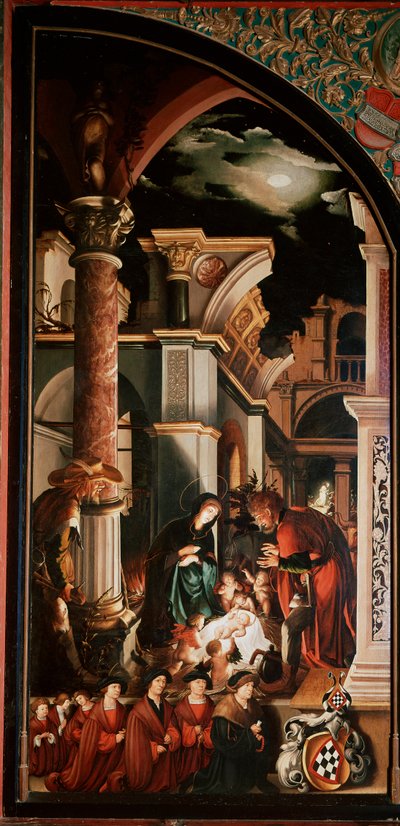 Altarpiece Oberried: “Çobanların Tapınması”” Ahşap üzerine Detrempe, Hans Holbein the Young (1497/8-1543) 1521-1522 Sun. 231x109 cm Cathedrale de Fribourg, İsviçre by Hans Holbein der Jüngere