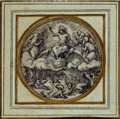 Son Yargı - Bir kolye veya şapka rozeti için tasarım, c.1532-43 (kağıt üzerinde kalem ve mürekkep) by Hans Holbein der Jüngere
