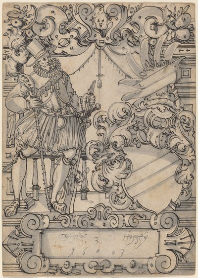 Arması Olan Bir Donör (Kalkan Arkadaşı ve Eğik Çubuk Hanedan Kalkanı) by Hans Jegli II