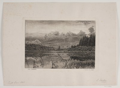 Ladin ormanındaki göl by Hans Julius Fæster
