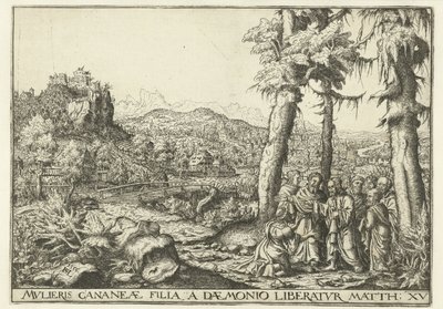 İsa ve Kenanlı Kadın ile Manzara by Hans Lautensack