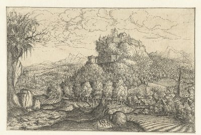 Bir dağda bir kale ile manzara by Hans Lautensack