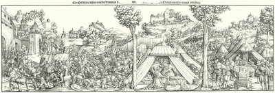 Landsknechts 16. yüzyılın başında bir savaşta savaşıyor (gravür) by Hans Leonard (after) Schaufelein