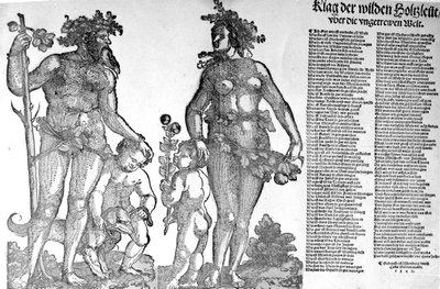 Ormanın vahşi adamlarının, daha da kötüye giden bir dünyadan çekilmesi üzerine, Hans Guldenmundt tarafından yapılan gravür, 1545 by Hans Leonard Schaufelein