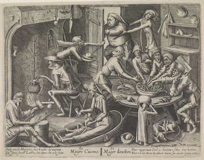sıska mutfak Le Maigre Mutfağı / The Skinny Keucken (nesne üzerindeki başlık) Yalın mutfak ve yağlı mutfak (dizi adı) by Hans Liefrinck (I) (possibly)