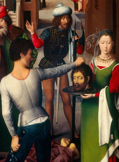 Vaftizci Yahya ve Evangelist Aziz Yahya Üç Parçasının sol panelinin detayı by Hans Memling