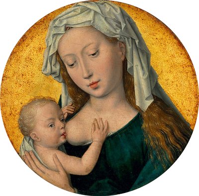 Meryem Ana, Mesih Çocuğunu emzirirken by Hans Memling