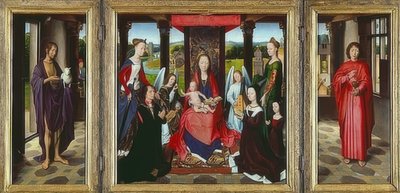 Çocuk ve Azizler ile Bakire (Donne Triptik). 1478 civarında by Hans Memling