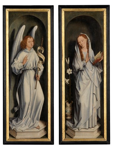 Müjdeyi gösteren bir çift kanadın tersi (panel üzerinde yağ) by Hans Memling