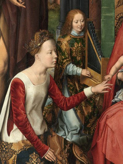Aziz Catherine, Vaftizci Aziz Yahya ve Evangelist Aziz Yahya Üçlüsü'nün orta panelinin detayı by Hans Memling