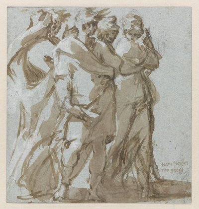 Beş ayakta figür by Hans Mont (signed by artist)
