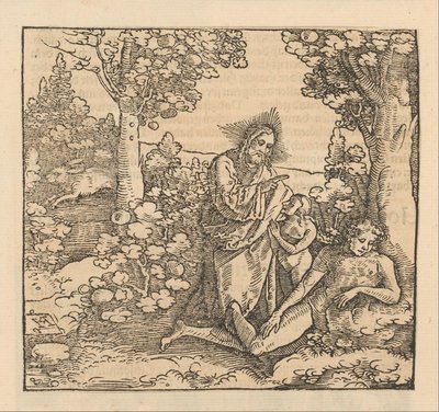 Bir Kadın Ayaklarının Altında Diz çökerken İsa Genç Bir Adamı Kutsuyor by Hans Schäufelein (possibly)